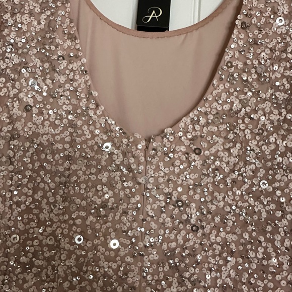 Evening, Gala, Mother of the Bride. Pink with pink/silver beading Size 16 - Picture 6 of 7